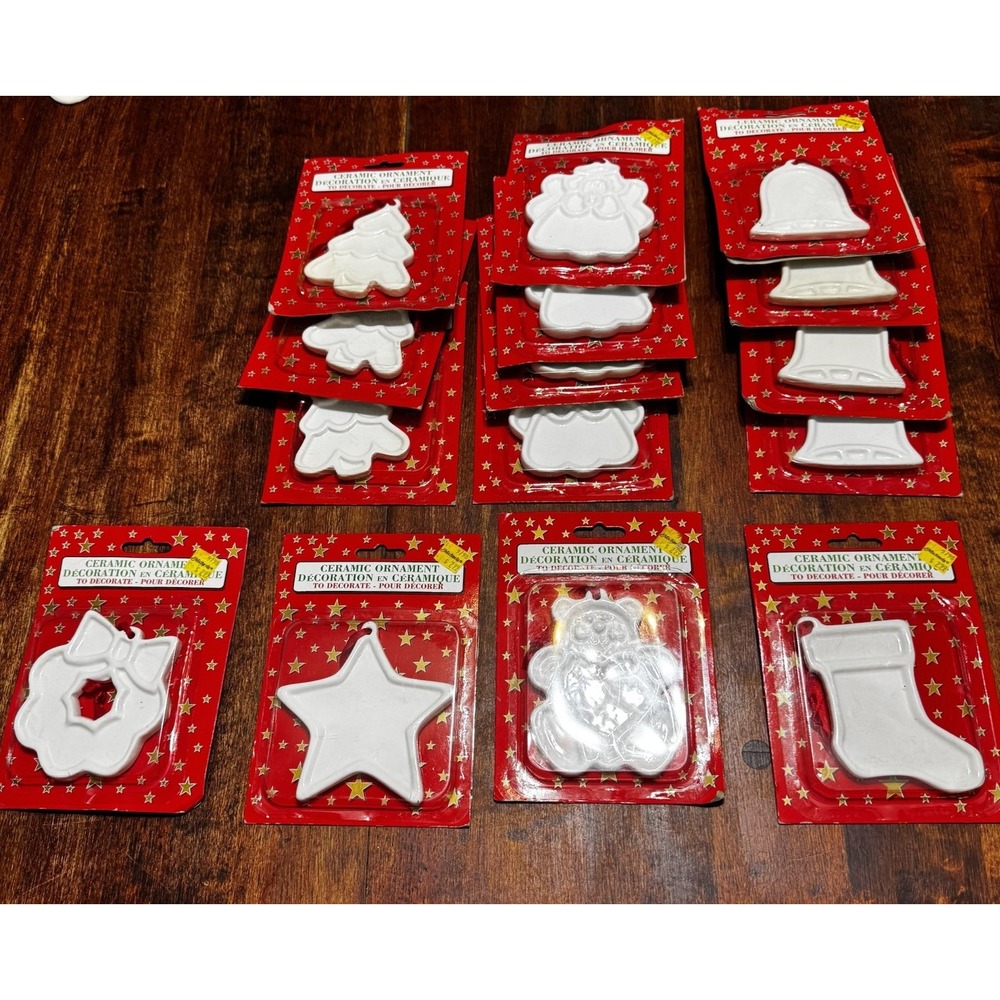 Ceramic Ornament - To Decorate - 15 assorted Christmas Theme New